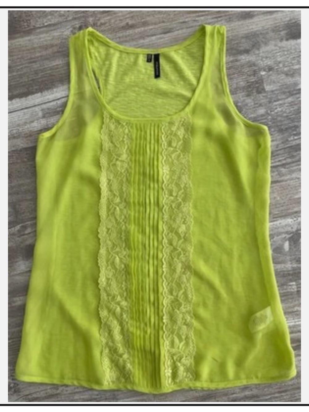 Maurices Neon Lime Lace-Trim Tank Top - small